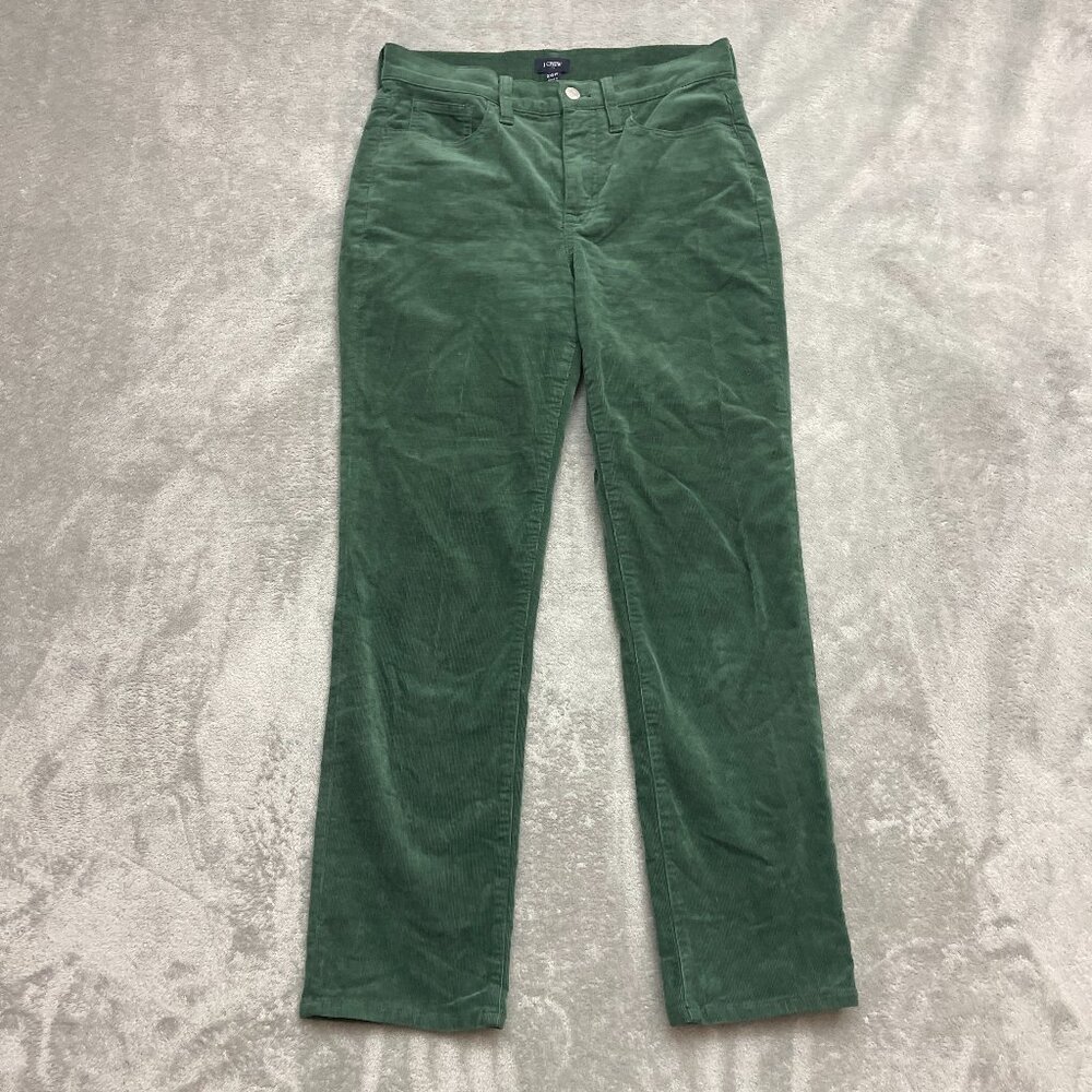 J.Crew 26P Corduroy Full-Length Essential Straight Pant Forest Fern Green Womens
